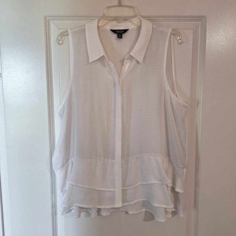 Simply Vera Vera Wang White Sleeveless Peplum Blouse